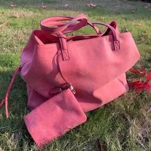 Free People Snakeskin Leather Tote Bag